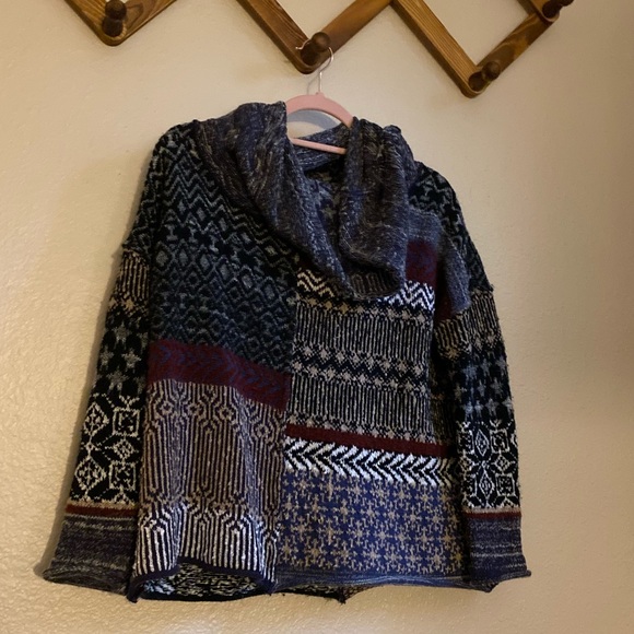 FREE PEOPLE Small cowl neck oversized print sweater - Picture 1 of 4